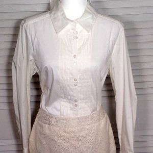 Brand New! Kim Rogers Signature Ivory Tuxedo Shirt